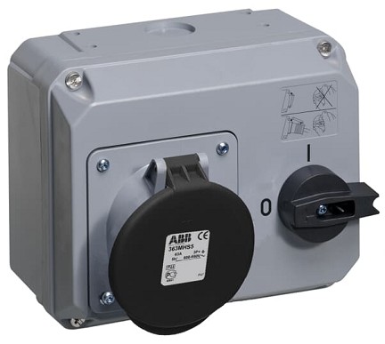 2CMA167719R1000  3P+E Female Industrial Switched Interlocked Socket Outlet, 60A,, 690V, 5H, IP44. Replaces Part# 363MHS5