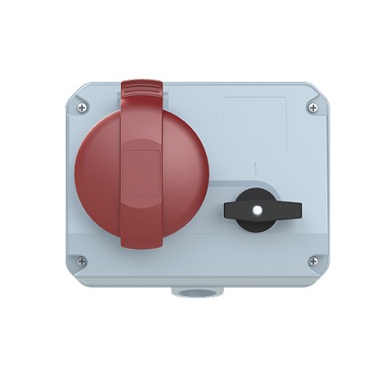 2CMA167677R1000  3P+E Female Industrial Switched Interlocked Socket Outlet, Horizontal, 30A, 415V, 6H, IP44. Replaces Part# 332MHS6