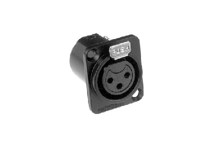 AC3FDZB BULK  3 Pole XLR Metal Female Chassis Mount, D Type, Stamped Contacts, Solder Bucket, Black Finish, Bulk Packaging. Comparable to PN# NC3FD-L-1-BAG-D