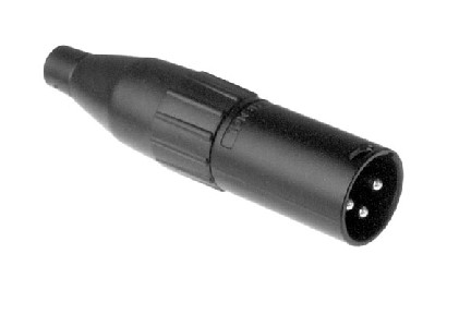 AC3MMB-AU  3 Pole XLR Male Cable Connector, Machined Contacts, Gold Plated Contacts, Black Finish. Comparable to PN# NC3MX-B, A3M-AU, XLB2-3-12B, XLR-3-12C-B-A176, ITT Cannon
