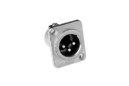AC3MMDZ-AU  3 Pole XLR Male Chassis Mount, D Type, Gold Plated Machined Contacts, Solder Bucket, Nickel Finish