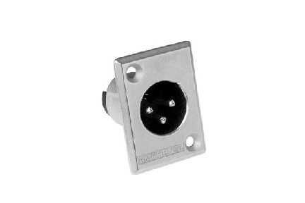 AC3MMP  3 Pole XLR Male Chassis Mount, P Flange, Stamped Contacts