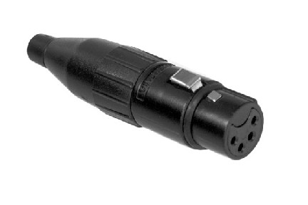 AC4FBJ  4 Pole XLR Female Cable Connector, Machined Contacts, Large Cable Clamp, Black Finish