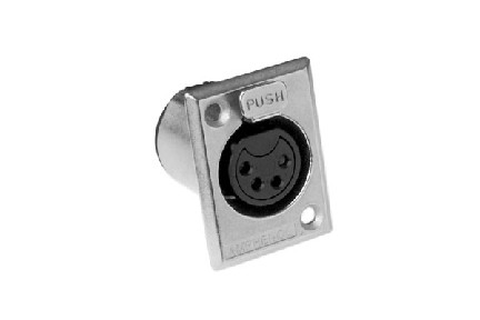 AC4FPZ  4 Pole XLR Female Chassis Mount, P Flange, Stamped Contacts. Comparable to PN# NC4FP1, D4F, XLR-4-31, XLB2-4-31