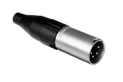 AC4MJ  4 Pole XLR Cable Connector, Male, Machined Contacts, Large Cable Clamp, Nickel Finish