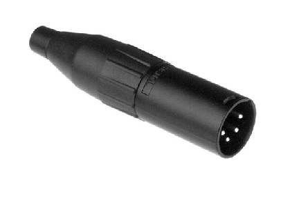 AC4MB-AU  4 Pole XLR Male Cable Connector, Gold Plated Machined Contacts, Black Finish. Comparable to PN# NC4MX-B, A4M-AU, XLB2-4-12B, XLR-4-12C-B-A176