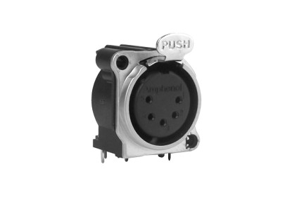 AC5FBH-AU-PRE  3 Pole XLR Female Chassis Mount, B Type, Nickel Finish, Gold Plated Contacts, Horizontal PCB, Latching. Comparable to PN# NC5FBH