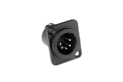 AC5MDZB BULK  5 Pole XLR Male Chassis Mount, D Type, Machined Contacts, Solder Bucket, Black Finish, Bulk Packaging