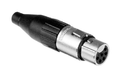 AC6AF  6 Pole XLR Female Cable Connector, Machined Contacts, Nickel Finish. Comparable to PN# NC6FXX, NC6FX