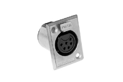AC6AFPZ  6 Pole XLR Female Chassis Mount, P Flange, Stamped Contacts. Comparable to PN# NC6FP1