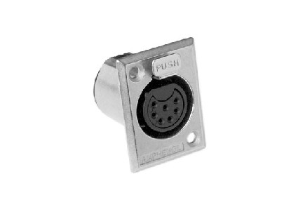 AC7FPZ  7 Pole XLR Metal Female Chassis  Mount, P Flange, Stamped Contacts. Comparable to PN# NC7FP1, XLR-7-31, XLB2-7-31