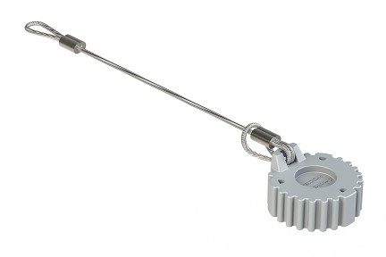 AHDC16-5-LA  Protective Cap for 5 Position Receptacles, with Lanyard, AHD Series, Grey.  Comparable to PN# HDC16-5-LA