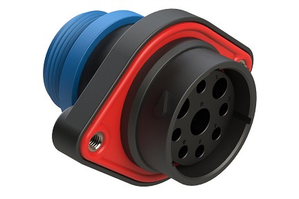 AHDP02-24-09SR-STA  9 Position Panel Mount Receptacle, Socket, Shell Size 24, Reduced Diameter Seal (Blue), Small Thread Adapter