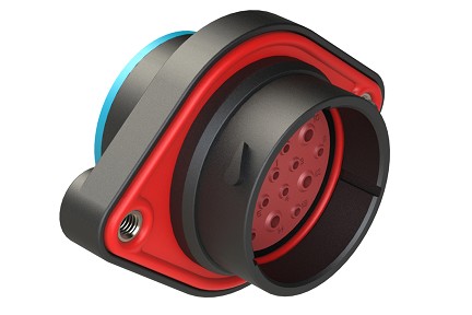 AHDP02-24-19PR-SRA  19 Position Sealed Panel Mount Receptacle, Pin, Shell Size 24, Reduced Diameter Seal (Blue), Smooth Ring Adapter