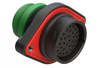 AHDP02-24-33SN-STA  33 Position Panel Mount Receptacle, Shell Size 24, Socket, Plastic, Normal Diameter Rear Seal, Small Thread Adapter STA (Green).  Comparable to PN#