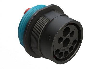 AHDP04-24-91PR16-WTA  9 Position ISOBUS Receptacle, Pin, Shell Size 24, Reduced Diameter Seal (Blue), Wide Thread Adapter. Note: Use (Size 8)  PN# AT60-204-08141-16 contacts for 6AWG/16mm² applications