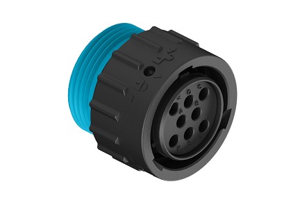 AHDP06-18-08SR-WTA  8 Position Plug, Socket, Shell Size 18, Reduced Diameter Seal (Blue), Wide Thread Adapter. Comparable to PN# HDP26-18-8SE-L024