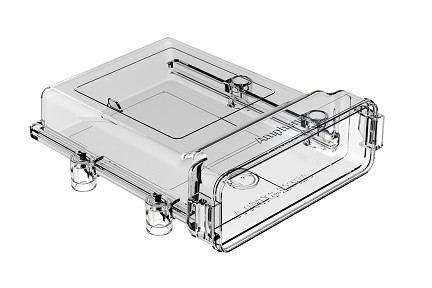 AIPXE-5X650A-E017  PCB Enclosure with Vent Holes, Large (160mm x 180.5mm x 52.9mm), Clear, Natural Polycarbonate