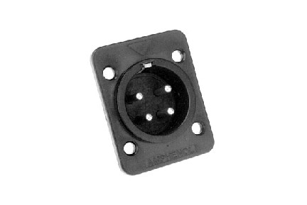 AP-6-22  6 Pole Male Loudspeaker Chassis Mount, Thermoplastic Shell, Rectangular Flange, Black Finish
