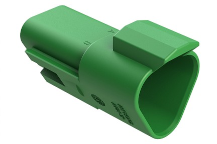 AT04-3P-RD01GRN  3-Way Receptacle, Black Male Connector with Reduced Diameter Seal (E-Seal), Green
