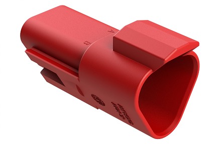 AT04-3P-RD01RED  3-Way Receptacle, Black Male Connector with Reduced Diameter Seal (E-Seal), Red