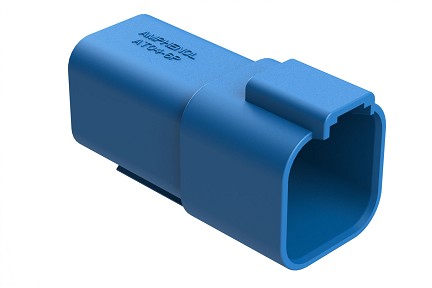 AT04-6P-RD01BLU  6-Way Receptacle, Male Connector with Reduced Diameter Seal (E-Seal), Blue