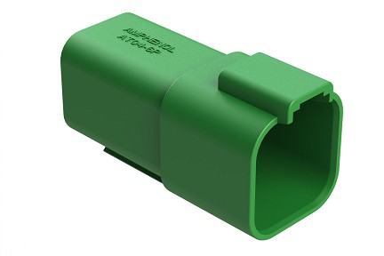 AT04-6P-RD01GRN  6-Way Receptacle, Male Connector with Reduced Diameter Seal (E-Seal), Green