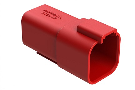 AT04-6P-RD01RED  6-Way Receptacle, Male Connector with Reduced Diameter Seal (E-Seal), Red