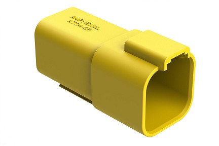 AT04-6P-YEL  6-Way Receptacle, Male Connector, Yellow