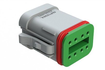 AT06-08SC-SSGRY  8-Way Plug, Female Connector with C Position Key and Solid Rear Grommet and Endcap, Wedgelock included, Grey