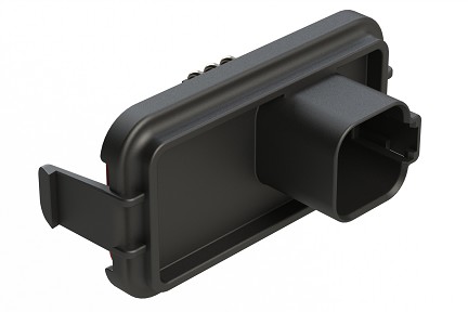 AT13-6P-SBH01  6 Position PCB Receptacle Header without cutout, Flange Mount, Right Angle, Size 16 Pin Contacts,, Gold/Tin Plating, Black.  Use with Armor IPX™ Small Enclosures, AT Connectors