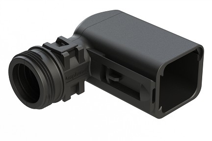 ATBS-242-0605  Backshell for 6 Position Receptacles, 90°. Cable Exit Designed for Corrugated Tube NW 8.5,10,13. Enhanced Dovetail for Mounting Clips.  Comparable to PN# 1011-242-0605