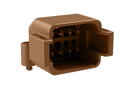 ATF13-08PD-BM01 8 Position 90° Receptacle, Pin, Gold Contact Plating, PCB, Board Mount, Brown