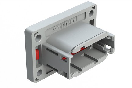 ATM04-12PA-PM32  12 Position Panel Mount Receptacle with Flange, Pin, Front Mount, Gasket, Keyed A, Reduced Diameter Rear Seal, Grey