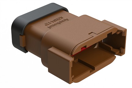 ATM04-12PD-SF1BN  12 Position Receptacle, Pin, Keyed D, Snap-Fit End Cap, Brown Body (Requires Wedgelock AWM-12P).  Comparable to PN# DTM04-12PD-E003
