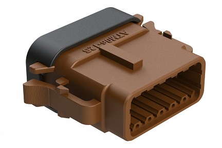 ATM06-12SD-SF1BN  12 Position Plug, Socket, Keyed D, Snap-Fit End Cap, Brown Body (Requires Wedgelock AWM-12S).  Comparable to PN# DTM06-12SD-E003
