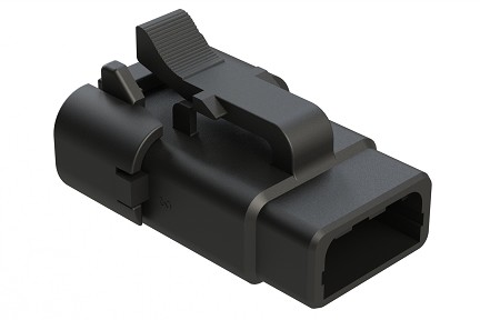 ATM06-3S-SF01BLK  3 Position Plug, Socket, Snap-Fit End Cap, Black Body (Requires Wedgelock AWM-3S).  Comparable to PN# DTM06-3S-E005