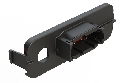 ATM13-12PB-FAKRA-1  12 Position PCB Receptacle Header, FAKRA Panel Mount, Right Angle, Size 20 Pin Contacts, Keyed B, Gold/Tin Plating, Black.  Use with Armor IPX™ Enclosures, ATM Connectors