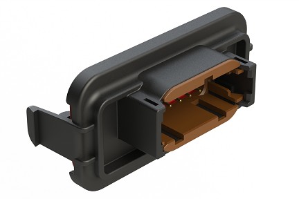 ATM13-12PD-SBH01  12 Position PCB Receptacle Header, Flange Mount, Right Angle, Size 20 Pin Contacts, Keyed D, Gold/Tin Plating, Black.  Use with Armor IPX™ Small Enclosures, ATM Connectors