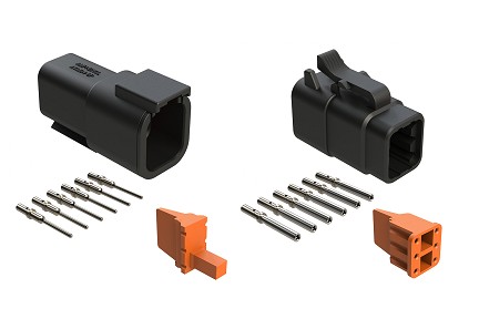 ATM6PSBLK-CKIT  6 Pin and Socket Plug, Receptacle, Wedge and Contacts Kit, Black