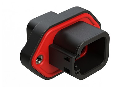 ATP04-6P-PM05BK  6 Position Panel Mount Receptacle with Flange, Pin, with Gasket and Threaded Insert, Standard Seal, Black. Requires Wedgelock AWP-6P