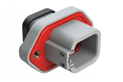 ATP04-6P-PM06EC  6 Position Panel Mount Receptacle with Flange, Pin, with Gasket and Threaded Insert, Endcap, Reduced Diameter Seal, Grey. Requires Wedgelock AWP-6P