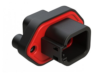 ATP04-6P-PM12BK  6 Position Panel Mount Receptacle with Flange, Pin, with Gasket, Reduced Diameter Seal, Self Tapping, BlackATP04-6P-PM12