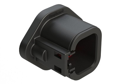 ATP10-4P-BM03  4 Position Front Mount PCB Receptacle, Straight, Pin, Tin-Plated, Self-Threading, Gasket, Black.  Comparable to PN# DTP10-4P