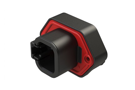 ATP13-4P-BM04BLK  4 Position 90° PCB Flange Mount Receptacle, Molded Tin Pins, Potted, Black. Comparable to PN# DTP13-4P