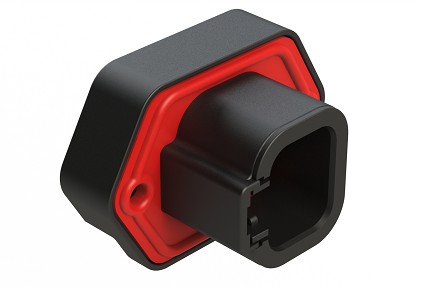 ATP15-4PB-BM01  4 Position PCB Receptacle with Flange, Pin, Gold Plated, Self-Threading, Gasket, Keyed B, Black
