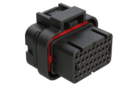 ATS06-34SA1  34 Position Plug, Socket, Contact Size 20, Single Latch, Keyed A, End Cap, Black.  Comparable to PN# 4-1437290-0