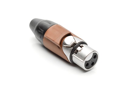 AX3F1M  3 pole Socket (Female) Plug. AX XLR Audio Cable Connector. Satin Nickel, w/ Brown Marking Sleeve