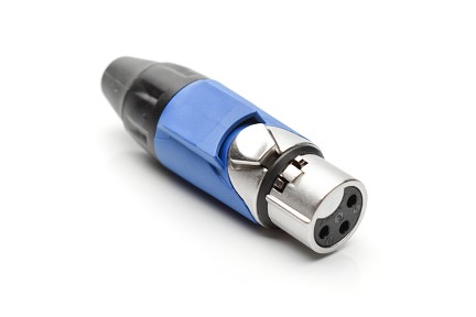 AX3F6M  3 pole Socket (Female) Plug. AX XLR Audio Cable Connector. Satin Nickel, w/ Blue Marking Sleeve