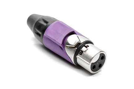 AX3F7M  3 pole Socket (Female) Plug. AX XLR Audio Cable Connector. Satin Nickel, w/ Violet Marking Sleeve